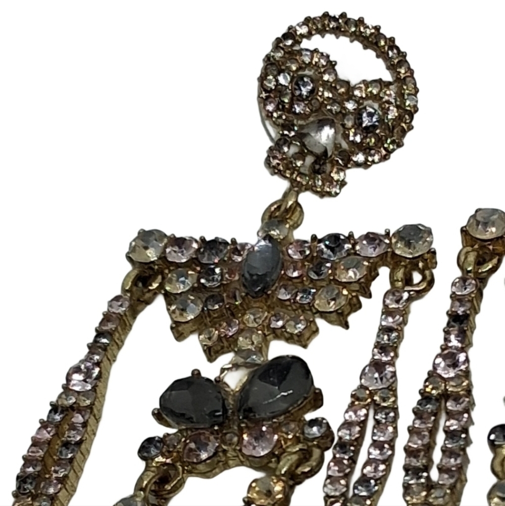 Dazzling Rhinestone Skeleton Dangle Earrings - St… - image 4